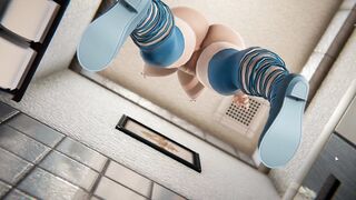 Japanese Uncensored - Cute Master Ninja Tsunade-Girl self Pissing Peeing 10 Times in Public Toilet