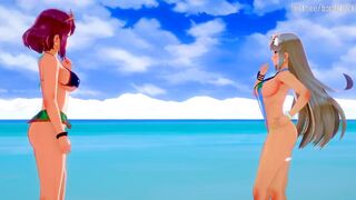 Morag, Mythra and Pyra's Obligatory Gangbang Leave at the Radiant Beach in Xenoblade Chronicles 2