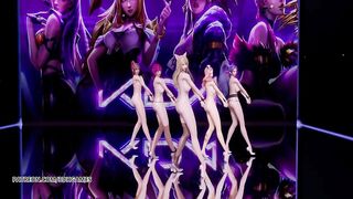 MMD SOMI - what you Waiting for Naked Dance Ahri Akali Kaisa Evelynn Seraphine KDA 3D Erotic Dance