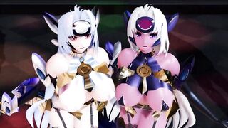 MMD R18 Ghost Mercy SEX Dance with KOS-MOS and T-elos 3D Hentai