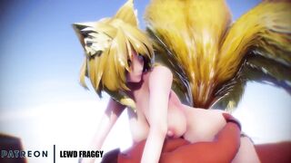 Touhou - Busty Ran Yaukumo Beach Pussygrind & Cowgirl
