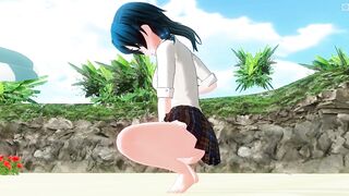 3D HENTAI Schoolgirl on the Beach after School