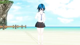 3D HENTAI Schoolgirl on the Beach after School