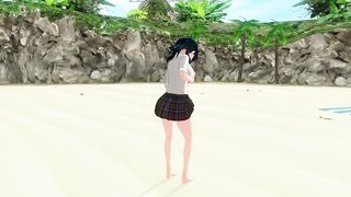 3D HENTAI Schoolgirl on the Beach after School