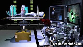 3D redhead sucks cock and gets fucked by an alien
