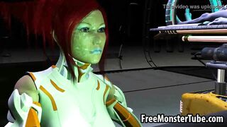 3D redhead sucks cock and gets fucked by an alien
