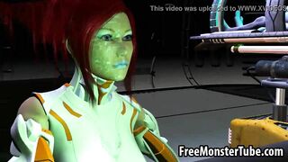3D redhead sucks cock and gets fucked by an alien