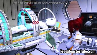 3D redhead sucks cock and gets fucked by an alien