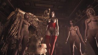 Resident Evil Village Lady Dimitrescu in Red Corset Topless Bottomless - 3D Hentai