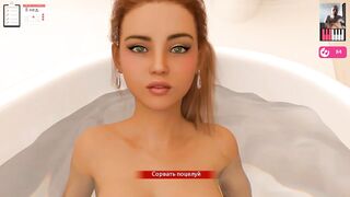 Girl in the Bathroom Footjob a Guy's Cock - Porn Game HD