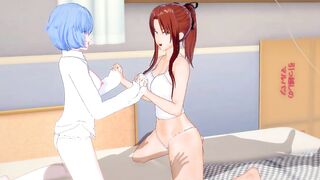 [Evangelion]Mari and Rei Threesome(3d Hentai)