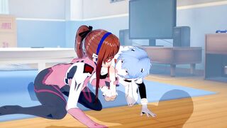 [Evangelion]Mari and Rei Threesome(3d Hentai)