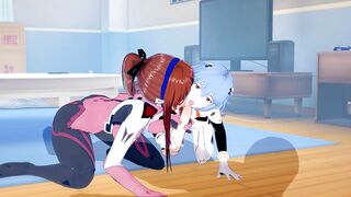 [Evangelion]Mari and Rei Threesome(3d Hentai)