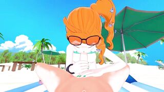 Sonia Sucking Dick on the Beach, Swallows Cum.
