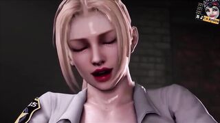 Teen COP Finishes BLOWJOB CUM MOUTH 3D Blonde Fellatio POV Cum Swallow Busty Girl Big Boobs Cumshot
