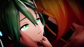 MMD - Miku and Ring Passionate Lesbian Kiss