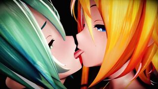 MMD - Miku and Ring Passionate Lesbian Kiss