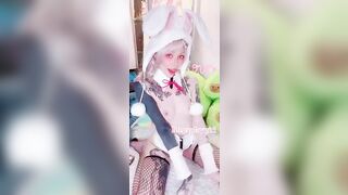 Sexy Tiktok Cosplay Show Feet and Pussy Chiaki Nanami Stockings Gamer Girl