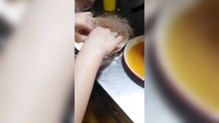 Step Mom Fucked in the Kitchen by Step Son while Preparing Food for the Family