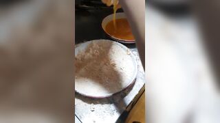 Step Mom Fucked in the Kitchen by Step Son while Preparing Food for the Family