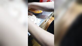 Step Mom Fucked in the Kitchen by Step Son while Preparing Food for the Family