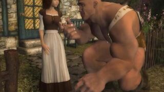 A Giant Dropped in on a Visit to a Peasant Woman - she Rides a Huge Penis | Porno Game