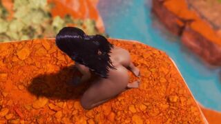 Пышная девушка Мулатка скачет на дилдо в Большом каньоне прилюдно [3d Hentai]
