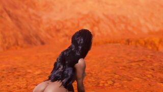 Пышная девушка Мулатка скачет на дилдо в Большом каньоне прилюдно [3d Hentai]