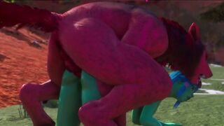 3D Werewolf Monster Breeds With Alien Woman