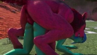 3D Werewolf Monster Breeds With Alien Woman