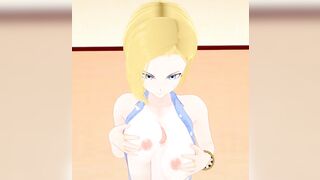 DBZ Android 18 Giving a Boob Massage Job (9)
