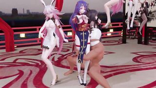 【R18-MMD】Honkai Impact x VOCALOID Yae Sakura 八重樱 洛天依 LUO TIANYI 桃源恋歌