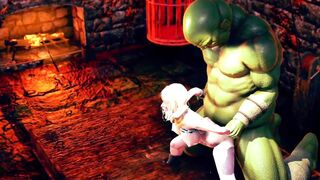 Big Monster Fuck the Pretty Tiny Pussy Woman - 3d Hentai Animation