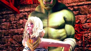 Big Monster Fuck the Pretty Tiny Pussy Woman - 3d Hentai Animation