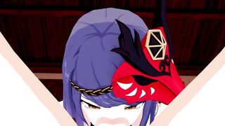 Kujou Sara Genshin Impact 3D Hentai Part 2/9
