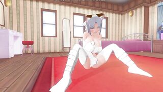 3D HENTAI Yumi Strokes her Pussy with her Paws