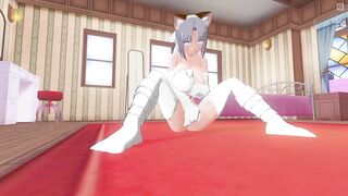 3D HENTAI Yumi Strokes her Pussy with her Paws