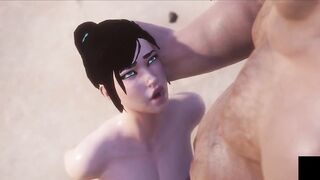 White Girl Sucks Fat Guys Cock - 3D