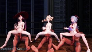 Genshin Impact - Mona, Barbara & Ganyu Sex & Dance [4k Uncensored Hentai MMD]
