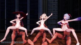 Genshin Impact - Mona, Barbara & Ganyu Sex & Dance [4k Uncensored Hentai MMD]