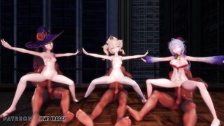 Genshin Impact - Mona, Barbara & Ganyu Sex & Dance [4k Uncensored Hentai MMD]