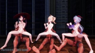 Genshin Impact - Mona, Barbara & Ganyu Sex & Dance [4k Uncensored Hentai MMD]