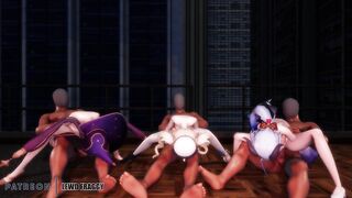 Genshin Impact - Mona, Barbara & Ganyu Sex & Dance [4k Uncensored Hentai MMD]