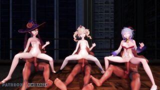 Genshin Impact - Mona, Barbara & Ganyu Sex & Dance [4k Uncensored Hentai MMD]
