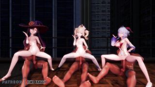 Genshin Impact - Mona, Barbara & Ganyu Sex & Dance [4k Uncensored Hentai MMD]