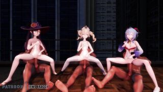 Genshin Impact - Mona, Barbara & Ganyu Sex & Dance [4k Uncensored Hentai MMD]