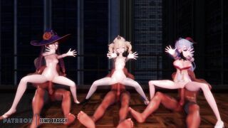Genshin Impact - Mona, Barbara & Ganyu Sex & Dance [4k Uncensored Hentai MMD]