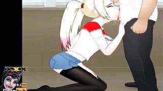 Harley Quinn BLOWJOB CUM SWALLOW Deepthroat Hentai Give Head Cum Blast DC Batman Suicide Squad Anime