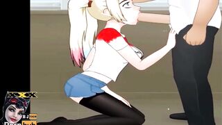 Harley Quinn BLOWJOB CUM SWALLOW Deepthroat Hentai Give Head Cum Blast DC Batman Suicide Squad Anime