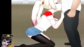Harley Quinn BLOWJOB CUM SWALLOW Deepthroat Hentai Give Head Cum Blast DC Batman Suicide Squad Anime